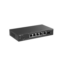 Reyee Switch PoE Cloud Capa 2 - 5 puertos PoE MultiGigabit+ 1 10Gbps SFP+ -  PoE 802.3af/at hasta 30w / Máximo 70W - Static LAG/DHCP Snoop/Port Mirror - VLAN/Port Isolation/PoE Watchdog - Enrackable