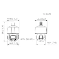 Cámara PTZ IP 2M H.265 WDR Illum Dual LED30m/IR50m 5x IP66 PoE AUDIO MIC E/S AI