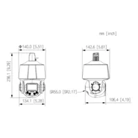 Cámara PTZ IP 2M TiOC H.265 WDR Illum Dual LED30m/IR50m 5x IP66 PoE AUDIO MIC E/S AI