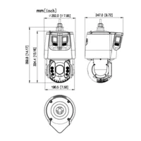 Domo Dual-PTZ IP 8M+4M WDR Iluminación Dual LED100m/IR250m 25x IP67 IK10 PoE++ AUDIO MIC/Altavoz E/S AI
