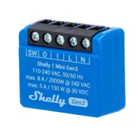 Ver informacion sobre Shelly 1 Mini Gen3 - WiFi 2.4 GHz IEEE802.11 b/g/n / Bluetooth - Interruptor inteligente  - Soporta alimentación AC - Ofrece contactos secos - Compatible con Alexa y Google