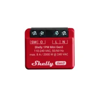 Shelly 1PM Mini Gen3 - WiFi 2.4 GHz IEEE802.11 b/g/n / Bluetooth -  Interruptor inteligente  - Soporta 110 - 240 VCA / 24 - 30 VCC - Contacto NA, 1 polo, contacto µ - Compatible con Alexa y Google