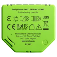 Shelly Dimmer Gen 3 - WiFi 2.4 GHz IEEE802.11 b/g/n / Bluetooth - Regulador intensidad de luz - Soporta 110-230 V - Funciona con neutro / sin neutro - Compatible con Alexa y Google