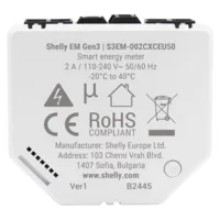 Shelly EM Gen3 + 50A - WiFi 2.4 GHz IEEE802.11 b/g/n - Medidor de consumo - Soporta 110-240 V - Ideal para viviendas - Compatible con Alexa y Google