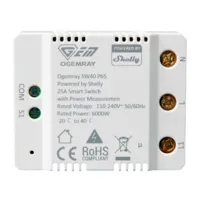 Ogemray Smart Relay 25A - WiFi 2.4 GHz / Bluetooth  - Relé Inteligente - Medidor de consumo - 1 salida hasta 25A / 6000W - Compatible con Alexa y Google