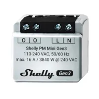 Ver informacion sobre Shelly PM Mini Gen3 - WiFi 2.4 GHz IEEE802.11 b/g/n / Bluetooth -  Interruptor inteligente  - Soporta 110 - 240 VCA / 24 - 30 VCC - Contacto NA, 1 polo, contacto µ - Compatible con Alexa y Google