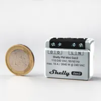 Shelly PM Mini Gen3 - WiFi 2.4 GHz IEEE802.11 b/g/n / Bluetooth -  Interruptor inteligente  - Soporta 110 - 240 VCA / 24 - 30 VCC - Contacto NA, 1 polo, contacto µ - Compatible con Alexa y Google