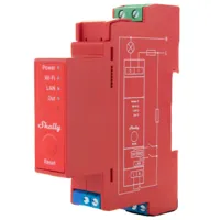 Shelly Pro 1PM - WiFi 2.4 GHz IEEE802.11 b/g/n / Bluetooth -  Interruptor inteligente carril DIN - Soporta 110-240 V - Medidor de potencia - Compatible con Alexa y Google