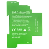 Shelly Pro Dimmer 1PM - WiFi 2.4 GHz IEEE802.11 b/g/n / Bluetooth - Atenuador inteligente carril DIN - Soporta 110-240 V - Medidor de potencia - Compatible con Alexa y Google