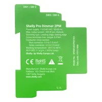 Shelly Pro Dimmer 2PM - WiFi 2.4 GHz IEEE802.11 b/g/n / Bluetooth - Atenuador inteligente carril DIN - Soporta 110-240 V - Medidor de potencia - Compatible con Alexa y Google