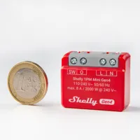 Shelly 1PM Mini Gen4 - WiFi 2.4 GHz / Bluetooth / Zigbee -  Interruptor inteligente  - Soporta 110 - 240 VCA / 24 - 30 VCC - Contacto NA, 1 polo, contacto µ - Compatible con Alexa y Google