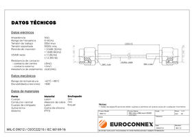 Cable semirígid de baixa perduda RG402, SMA mascle a mascle, 1m