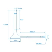 Teltonika - Antena Magnética 4G - Frecuencia 699~868 y 1850~2690 MHz - Conector SMA Macho - Impedancia 50 ohmios - Cable RG174 3 metros de longitud