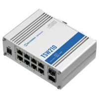Teltonika Switch No gestionable Industrial - 8 puertos Ethernet RJ45 Gigabit +2 SFP Gigabit - Rugerizado Carcasa Aluminio - Plug and Play - Alimentación DC 7 a 57V - Led de Estado
