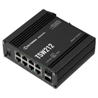Teltonika Switch Gestionable Industrial - 8 puertos Ethernet RJ45 Gigabit +2 SFP Gigabit - VLAN/Loop Prevention/STP/RSTP/Port Mirroring - Rugerizado Carcasa Aluminio - Montaje en carril DIN