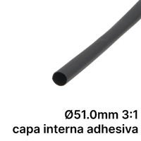 Pack de corte [1.2m] DUAL WALL ADHESIVE de tubo termorretráctil 3:1 Ø50.8mm negro – Poliolefina libre de halógeno e ignífugo [x5]