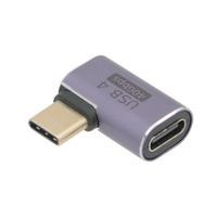 Adaptador USB-C mascle / femella d'angle recte de 90 graus lateral vertical [40Gbps 100W 8K@60Hz]