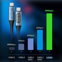 Cable USB 4.0 de 1 metro: 40Gbps, 240W de Entrega de Energía, Soporte de Pantalla 8K con Monitoreo de Potencia en Tiempo Real