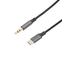 USB-C to 3.5mm Audio Cable - Grey Nylon Cover and Hi-Fi Sound